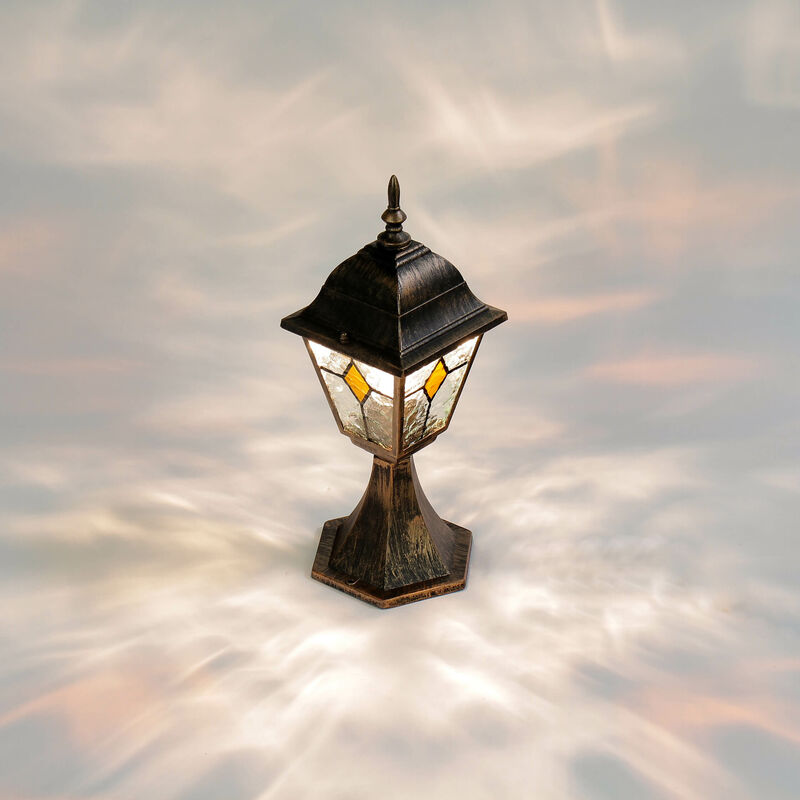 Image of Lanterna da terra da giardino salzburg design rustico color rame antico IP44 lampioncino - Rame antico