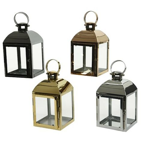 LANTERNA DECORATIVA 1PZ IN METALLO COLORE A SCELTA 10X11X18CM ADDOBBI NATALE