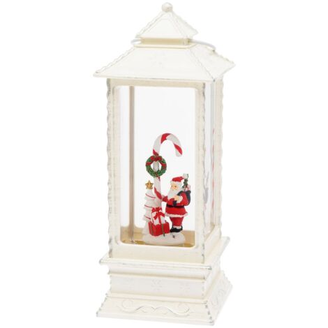 Lanterna decorativa Babbo Natale con glitter led per decorazioni natalizie