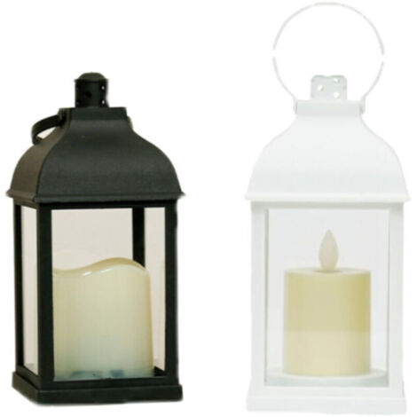 Lanterna decorativa da giardino, lampadario in stile rustico alto 20 cm per feste in giardino al chiuso e all'aperto, matrimoni, Natale, Halloween, combinazione in bianco e nero