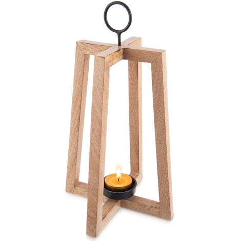 LANTERNA DECORATIVA IN LEGNO DA APPENDERE, A FORMA DI MANGO, ELEGANTE, 25X44 CM