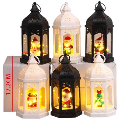 LANTERNA DI NATALE A LED CON FIGURA DI BABBO NATALE O ALBERO DI NATALE 17 CM - DECORAZIONE DI NATALE A BATTERIA