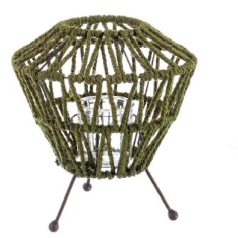 Lanterna Grass tre piedi verde in metallo corda e vetro da esterno -Ø23x19h