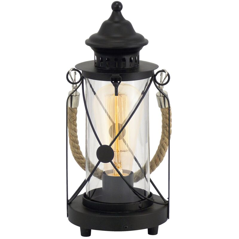 Lampada Da Tavolo Vintage Bradford Acciaio Nero 1 Luce E27
