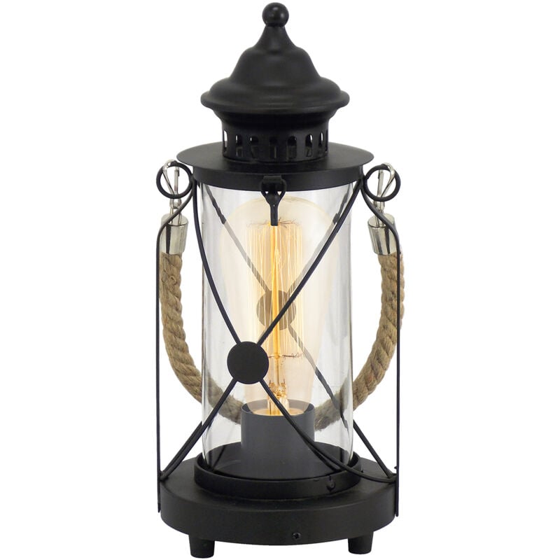Lampada Da Tavolo Vintage Bradford Acciaio Nero 1 Luce E27