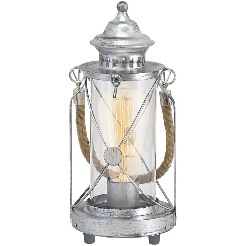 Lampada Da Tavolo Vintage Bradford Acciaio Argento Argento Antico 1 Luce E27