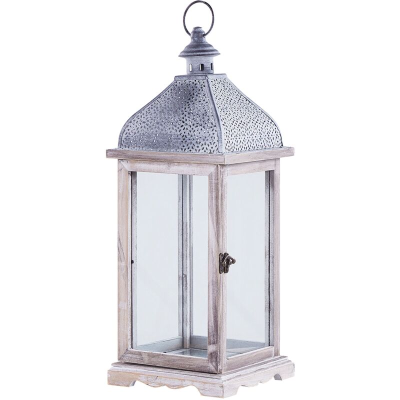 Image of Beliani - Classica lanterna d'epoca in ferro bianco portacandela decorativa lampada 47 cm Samar - Bianco