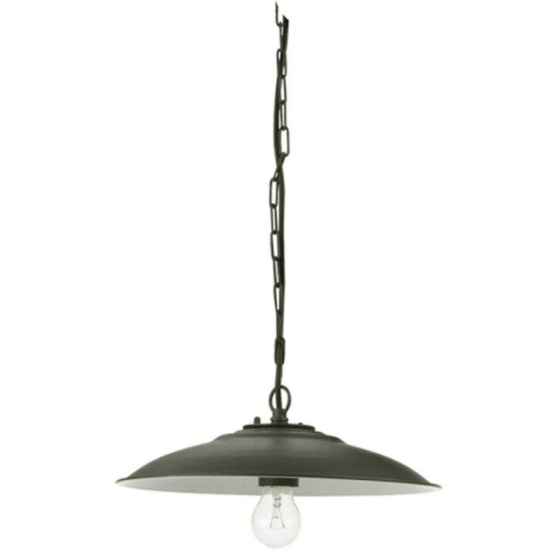 Image of Sovil lampada sospensione da esterno con catena mod. piatto antico in alluminio grigio