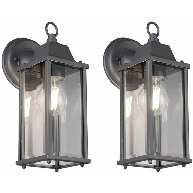 Image of Lanterna lampada da parete per esterni lampada da parete per esterni casa lampada da parete terrazza, IP23, vetro stile country antracite