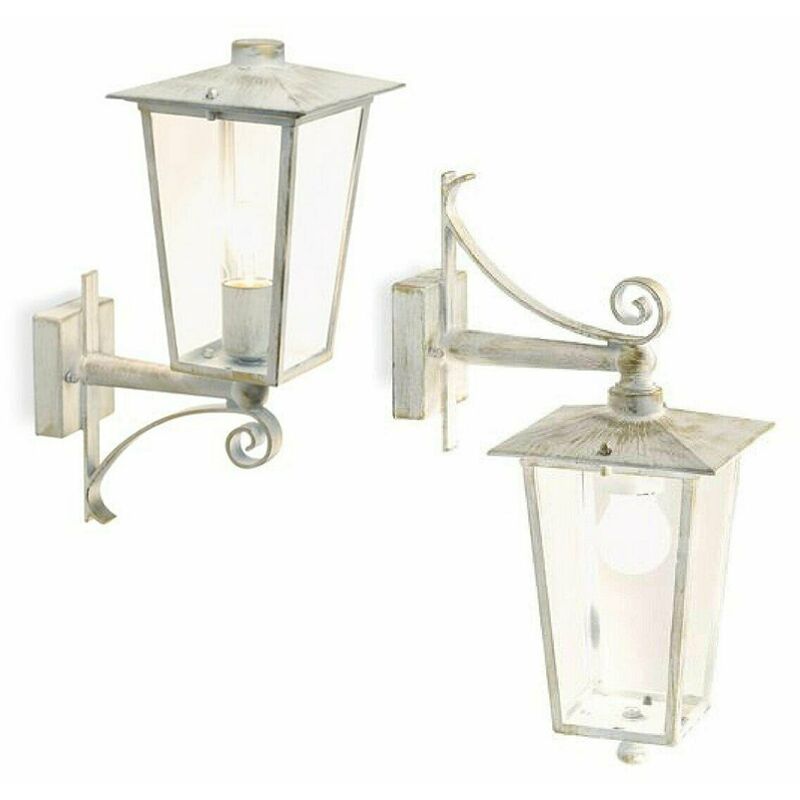 Lanterna Esterno Bianco Oro Antico Applique Lampada da Parete Giardino Anticata - Versione: Verso in Alto