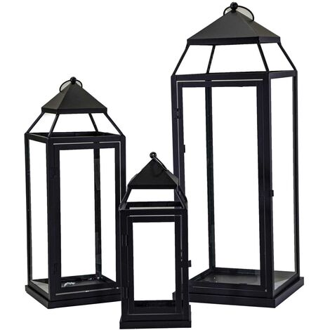 Lanterna metallo 1-3 nero quadro cm26,5x26,5h75