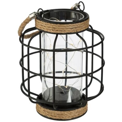 LANTERNA MICROLED H18CM IN METALLO A GRIGLIA NERO