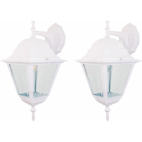 Lanterna New York con braccio cm 41 h in alluminio bianco schermo in vetro per lampade da 60 W giardino esterno