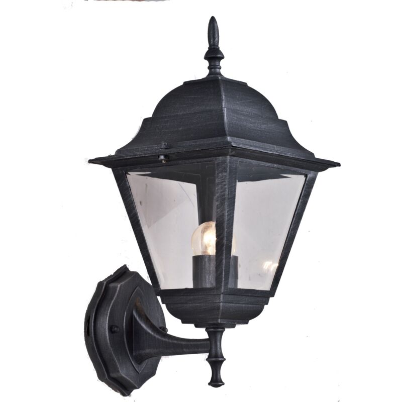 Lanterna New York con braccio basso cm 41 h in alluminio grigio ghisa schermo in vetro per lampade da 60 w giardino esterno