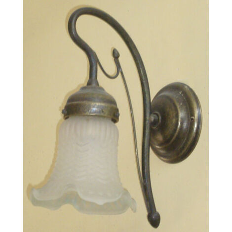 LANTERNA PLAFONIERA LAMPADA APPLIQUE DA PARETE OLIVA CM15X21XH27 OTTONE BRONZATO