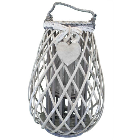 LANTERNA RAYMONDE IN VIMINI GRIGIO 17 X H41 CM