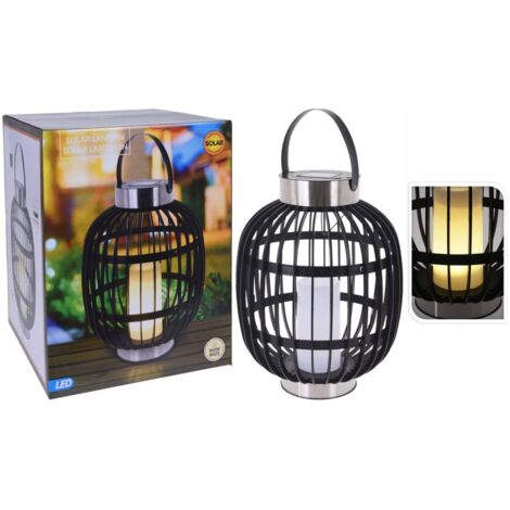 Lanterna Solare a LED per Esterni con Candela Nera 35 cm ProGarden