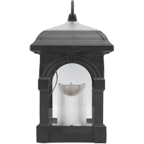 Lanterna solare da esterno Eosnow, luce calda, lanterna da tavolo, candela per giardino, cortile, patio, decorazione per vialetti, nero