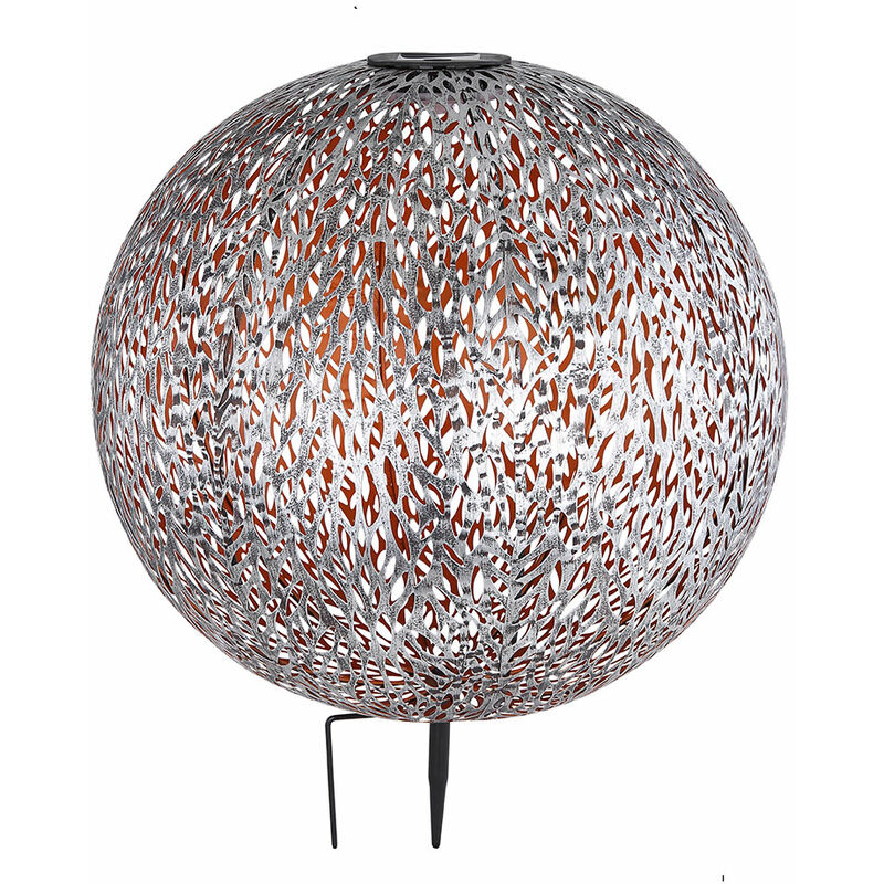 Image of Lanterna solare da giardino luce solare LED plug-in IP44, punta terra, motivo metallo color oro antico grigio argento, 1x LED 3000K, DxH 40x51 cm