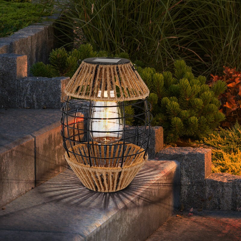 Image of Lanterna solare per esterno in piedi decorazione solare da giardino decorazione da balcone luci solari canapa da giardino, da appendere o posare, led