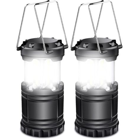 Lanterna solare portatile da campeggio da 25 W con manico in metallo, ideale per campeggio, escursionismo, pesca, grotte, ecc., confezione da 2, nera (KJ-1286)