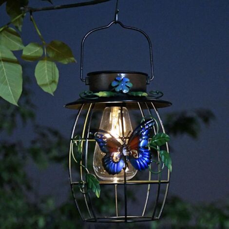 Lanterna solare sospesa in metallo impermeabile, decorazione da giardino a forma di farfalla per patio, vialetto, prato, veranda, regalo di Natale o compleanno per donne, mamme, nonne