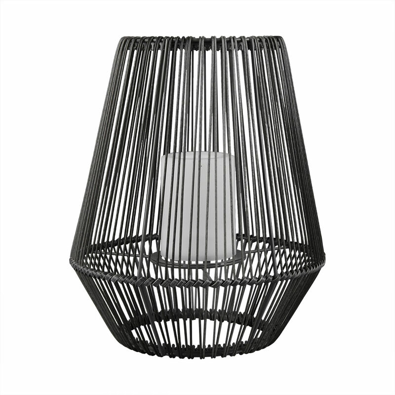 Image of Lanterna solare tremolante lampada solare lampada da tavolo a led da esterno in design a gabbia, con effetto fiamma in nero, batteria a led, h 30 cm
