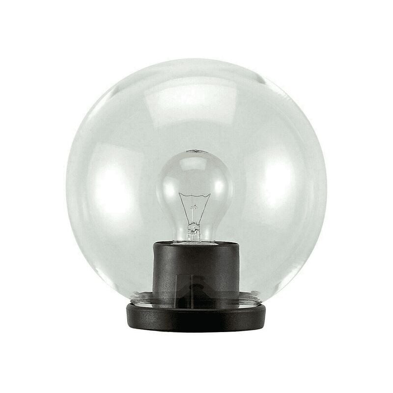 Image of Lanterna a testa di palo con globo da 60 watt, diametro di 30 cm, colore nero e sfera trasparente.