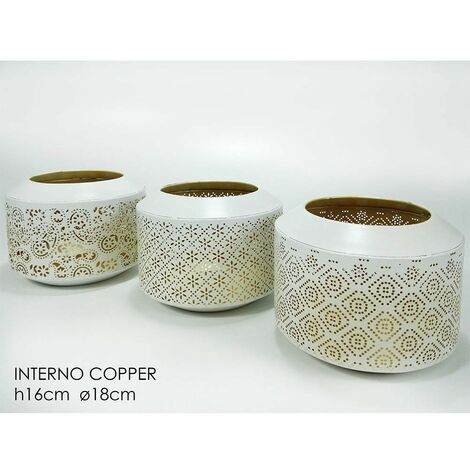 Lanterna tonda per addobbi da decorazioni casa traforato in metallo colore bianco D 18 H 16