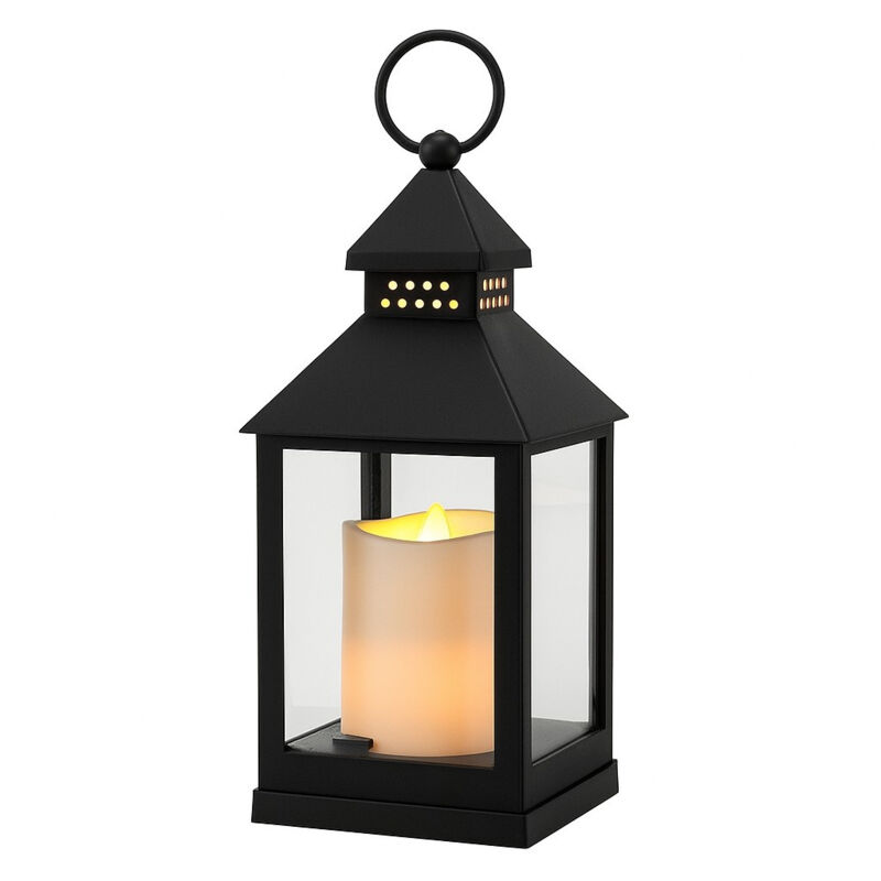 Lanterne à bougie LED, noir, 10.5x10.5x23cm 71653