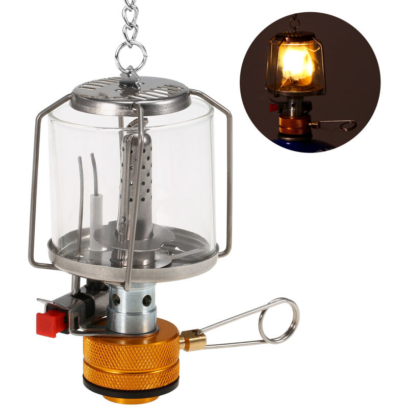 Lanterne à gaz de camping portable d'extérieur, allumage piézo, mini lampe de tente à gaz