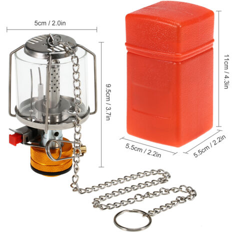 Lanterne à gaz portable de camping en extérieur, mini lampe à gaz de tente avec allumage piézo et 3 manchons