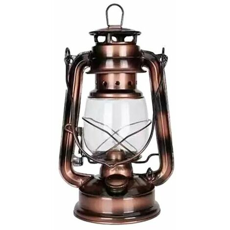 Lanterne a huile de kerosene vintage, lanterne d'ornement en bronze de grange d'aspect traditionnel retro d'art de fer(bronze)