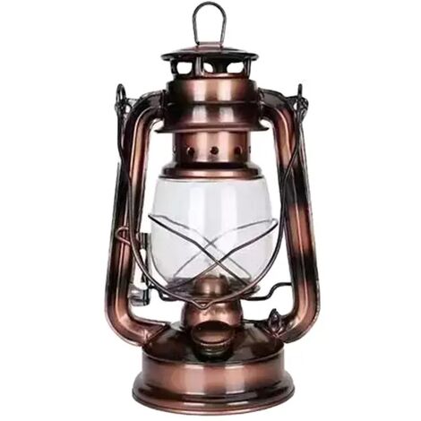 Lanterne a huile de kerosene vintage, lanterne d'ornement en bronze de grange d'aspect traditionnel retro d'art de fer(bronze)