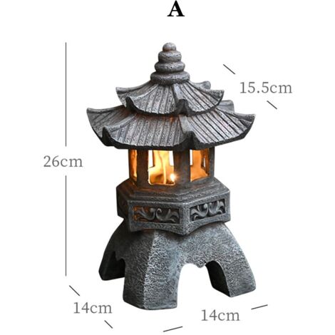 Lanterne a pagoda alimentate ad energia solare, ornamenti da giardino in stile giapponese, pagoda vintage luminosa e autosufficiente decorativa per prato