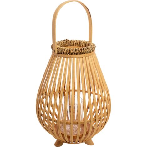 Lanterne bambou et corde naturelle ambiance chaleureuse - Naturel bambou clair