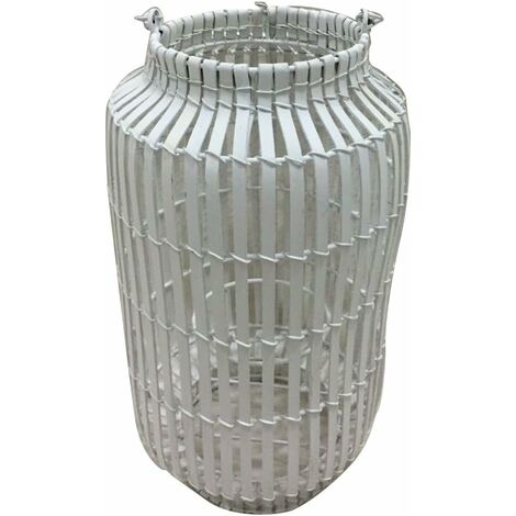 LANTERNE BLANCHE BAMBOU W/GLASS