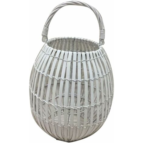LANTERNE BLANCHE BAMBOU W/GLASS