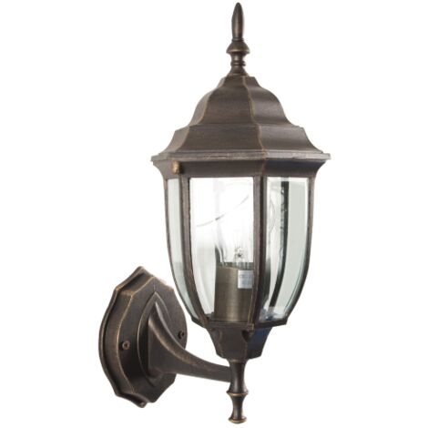 Lanterne Bombay avec bras en aluminium peint bronze e'cran de protection en verre 16x19x38 cm lampes 60 W pour usage exte'rieur