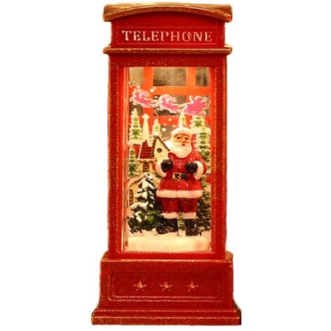 Lanterne boule à neige conçue pour une cabine téléphonique. ornement lumineux de Noël pour décoration de bar KTV. Père Noël