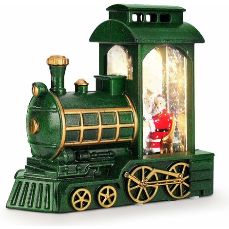 Lanterne Boule à Neige de Train de Noël,Lanterne à Eau de Noël à Piles Lanterne à Paillettes du Père Noël Lanterne à Neige à LED avec Paillettes tourbillonnantes pour décoration de Noël,AAFGVC