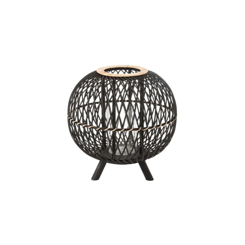 Jolipa - Lanterne boule sur pied en bois noir 43x43x43 cm