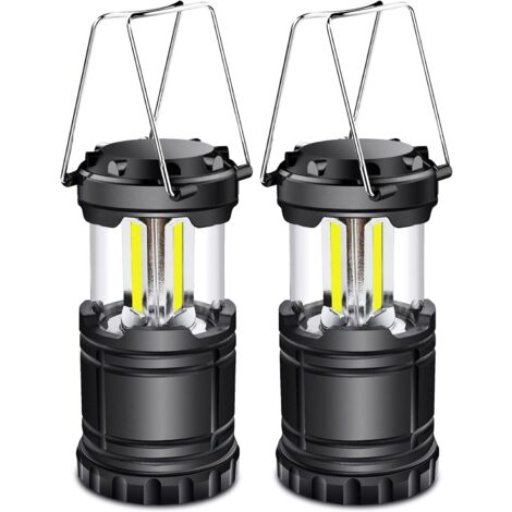 Lanterne Camping LED, Lampe Camping portable 350LM avec poignées en métal, pour Tente Camping Randonnée Pêche Cave etc, 2 pièces [Classe énergétique A+]