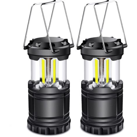 Lanterne Camping LED, Lampe Camping portable 350LM avec poignées en métal, pour Tente Camping Randonnée Pêche Cave etc, 2 pièces [Classe énergétique A+]
