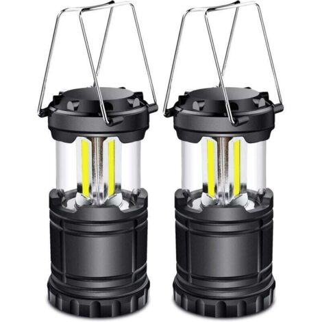 Lanterne Camping LED, Lampe Camping portable 350LM avec poignées en métal, pour Tente Camping Randonnée Pêche Cave etc, 2 pièces [Classe énergétique A+]