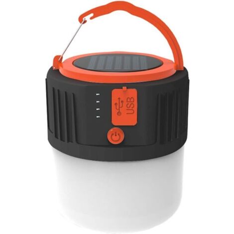 Lanterne Camping LED, Solaire Rechargeable étanche et portable lampe de poche avec USB Port - 5 modes d'éclairage - Convient pour Tente, Urgence, Coupures de Courant