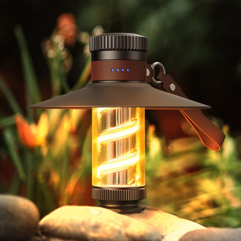 Lanterne Camping Rechargeable, led Retro Lampe Camping Rechargeable, 4 Modes Gradation en Continu Luminosité Étanche Extérieure Portable Tente