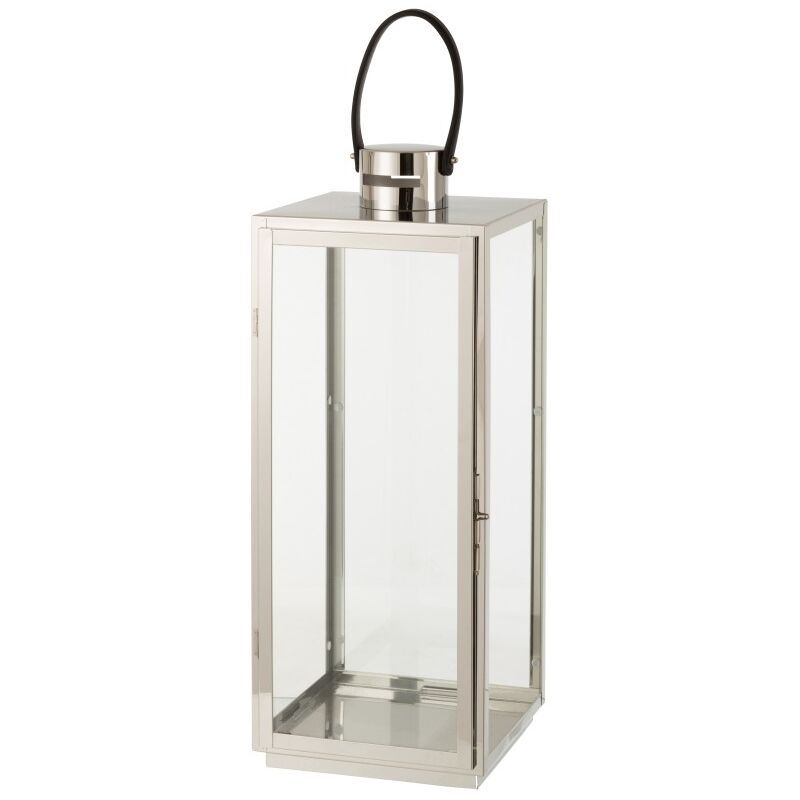 Jolipa - Lanterne carrée en Métal Argent 22x21x65,5cm
