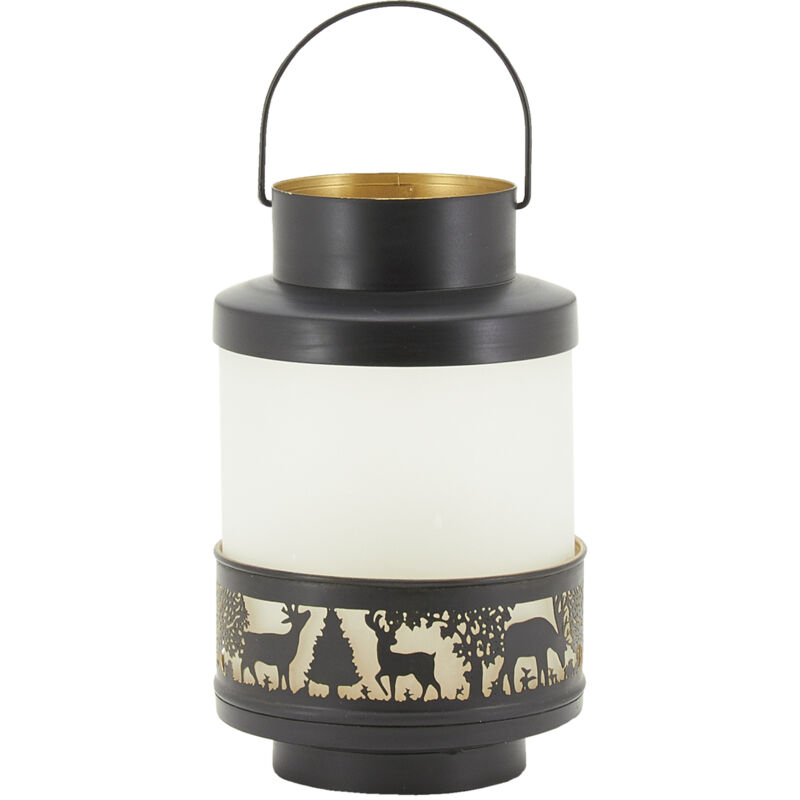 Lanterne Cerfs en verre et métal