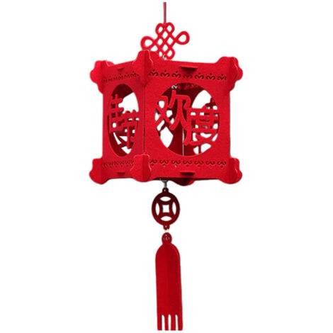 Lanterne chinoise rouge en forme de cube, porte-bonheur
